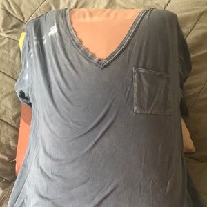 navy blue v-neck with chest pocket